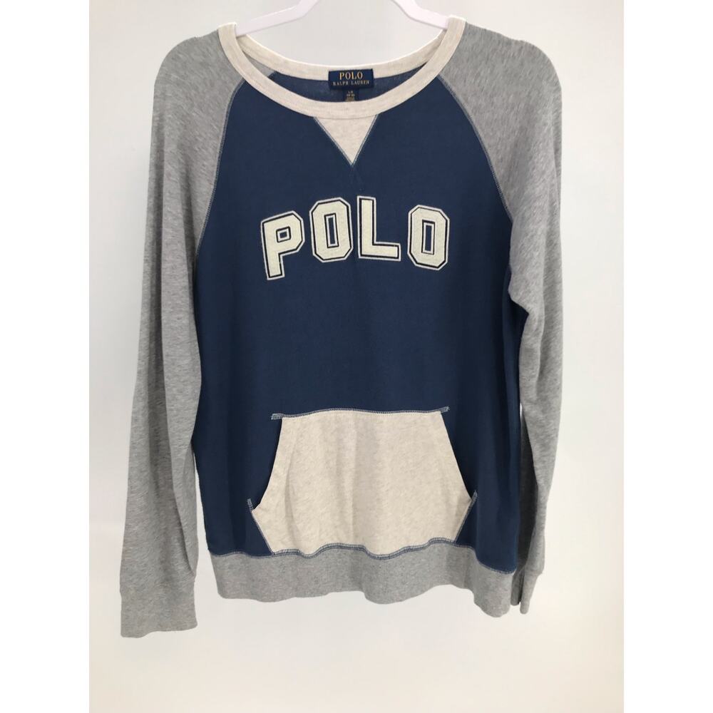 Polo Ralph Lauren Boy's Spell Out Kangaroo Pocket Long Sleeve Shirt L (14/16)